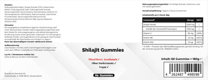 Premium Shilajit Gummies 1000 + Vitamin C,B6, B12 - 60 Stk